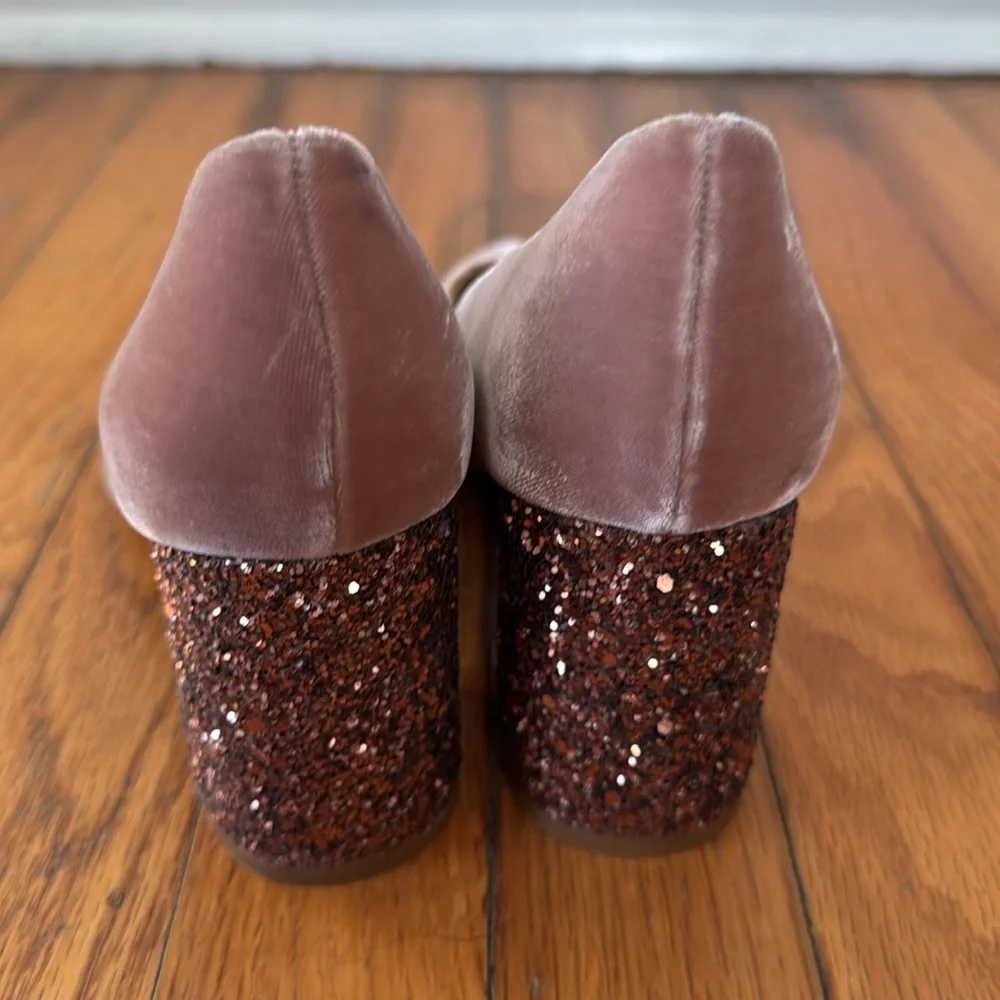 Women's Marc Fisher Zack Velvet & Glitter Pink Block Heel Pumps 7 - Picture 6 of 9